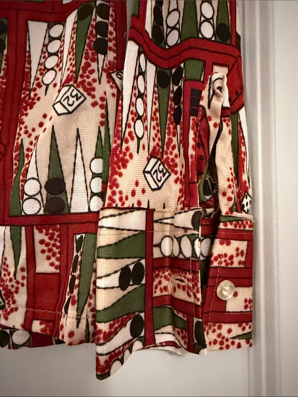 Button-Down Novelty Backgammon Print Shirt - Vegas Dice Vintage LS Sears Sz S - Picture 5 of 7